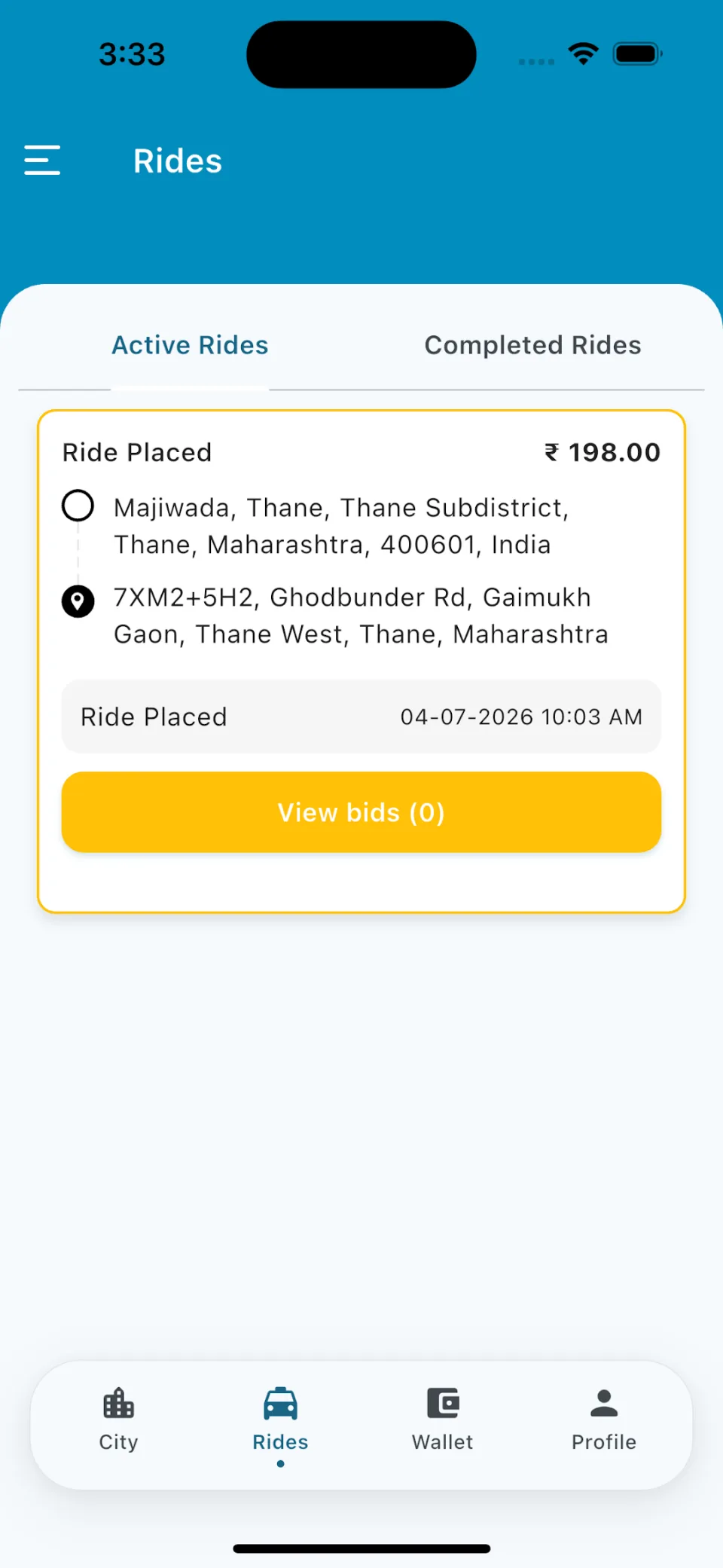 Coming Bro — Passenger App screen 2